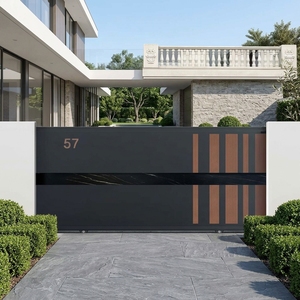 <span class=keywords><strong>Portail</strong></span> <span class=keywords><strong>coulissant</strong></span> vertical en <span class=keywords><strong>aluminium</strong></span> noir à lattes, anti-rouille, facile à assembler, pour villa, jardin résidentiel et projets extérieurs - Product Image 1