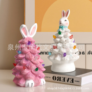 กระต่ายอีสเตอร์เครื่องประดับต้นคริสต์มาสไฟ LED ตกแต่งภายในรูปกระต่ายเรซินสังเคราะห์ของขวัญตกแต่ง - Product Image 1