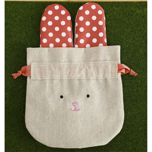 <span class=keywords><strong>Panier</strong></span> de Pâques personnalisé à la mode, avec poignée pliée, décorations mignonnes de lapin de Pâques, en tissu de type lin, pour enfants - Product Image 4