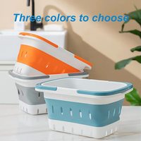 Panier de Douche Pliable en Plastique, Bac à Linge Portable pour Salle de Bain avec Poignée, Bac de Rangement