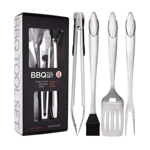 Juego de Utensilios para Asar de Acero Inoxidable Resistente al Calor, Estilo Coreano, de Alta Resistencia, con Mango Largo, 4 Piezas, para Uso en Exteriores, Venta Caliente en Alibaba - Product Image 1