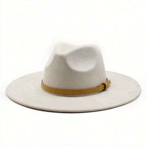 Sombrero Fedora de Gamuza con Correa de Cuero, Colorido, con Forma de Corazón de Durazno, para Hombre y Mujer, Ala Ancha, Estilo Jazz - Product Image 6