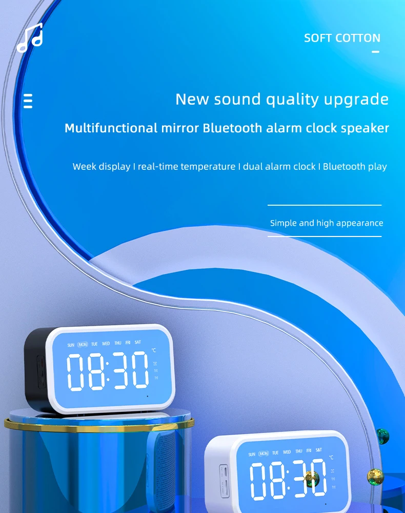 Multifunction Smart Table Clocks With Voice Prompt Mini Speaker Bluetooth High Quality Bluetooth Speaker Outdoor