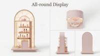 Présentoir Cosmétique Arqué Élégant pour Salon de Beauté, Vitrine de Parfums Sur Mesure, Usine 20 Ans d'Expérience, Conception 3D Gratuite, Conforme aux Normes CE, Éclairage LED