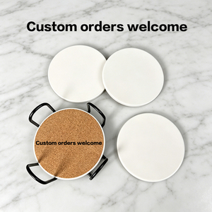 Sous-verres ronds vierges en céramique absorbants, vente en gros à bas prix, supports vierges pour impression UV avec base antidérapante en liège, en stock, faible MOQ - Product Image 3