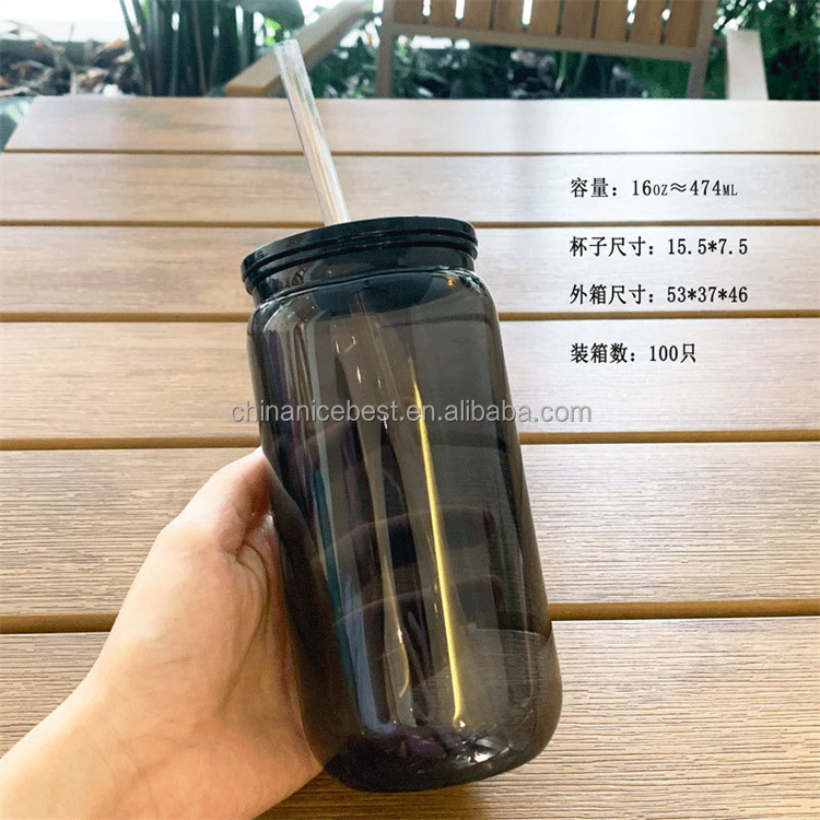 Colored 16oz Acrylic Mason Jars with Lids Straws Plastic Drinking Tumbler  Cups Water Bottles Mugs for Milk Beer Juice Coffee| Alibaba.com