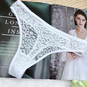 Tanga de Encaje Transparente con Estampado de Leopardo para Mujer, Ropa Interior Sexy de Cintura Baja, Lencería Íntima Transpirable de Secado Rápido, OEM ODM - Product Image 2
