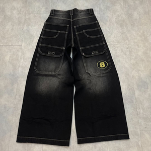 MZN High Street Wear Jeans délavés et décontractés pour hommes, <span class=keywords><strong>pantalon</strong></span> ample et ample en denim, ample et ample, ample, ample, ample - Product Image 3