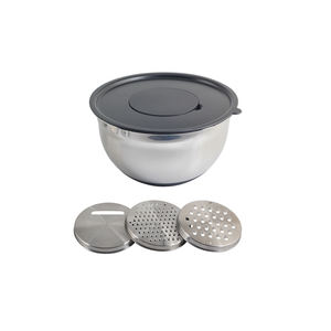 Tazones para Mezclar de Acero Inoxidable de 5QT con 3 Accesorios de Rallador, Tazón para Mezclar con Base de Silicona Antideslizante - Product Image 1