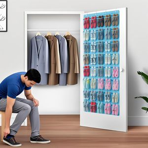 Organisateur de chaussures à suspendre derrière la porte, 40 poches, en maille, pour ranger les chaussures derrière la porte - Product Image 5