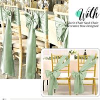 Nœuds de chaise bleus en satin avec attaches pour dossier, fournitures pour la décoration de chaises de fête, de cérémonie et de banquet