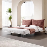 Lit plateforme en tissu haut de gamme de style italien minimaliste Mollale, à pétales flottants, doux, 1,8 mètre, cadre en acier, lit double, chambre principale