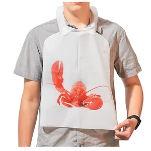 Custom Disposable Plastic Crab Bibs Seafood Lobster Barbecue Waterproof Protective Printed Adult Bibs For Restaurant