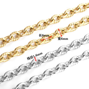 1.6mm Oval Cross <b>Link</b> Chain by Meter | 18K PVD Gold Plated Stainless Steel Textured <b>Cable</b> Chain for Necklace Bracelet Making - Product Image 3