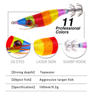 Leurre de pêche de 10 cm/9,2 g, appât artificiel, crevette en bois à gros yeux, crochet de calmar, leurre de jigging pour la pêche en plein air - Product Image 2