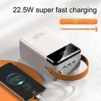 Banco de Energía Portátil de 80000mAh, Carga Rápida PD de 22.5W, Pantalla LED, Cables Integrados Tipo-C, Triple Salida USB, Linterna para Camping