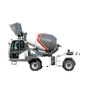 500L self-loading tilling drum concrete mixer with diesel engine and wire rope hoisting hopper