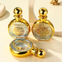 Flacon de parfum rond en verre 150 ml vide doré avec boîte sérigraphiée et estampée or