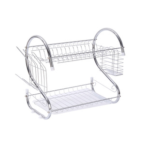 Scaffale Portaoggetti da Cucina in Metallo di Alta Qualità, Multifunzione a 2 Ripiani, Scolapiatti <span class=keywords><strong>con</strong></span> Supporto per Tagliere e Vaschetta di Raccolta - Product Image 4