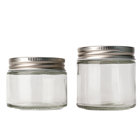 Stoples Kaca Soda-Lime Transparan 100ml 150ml 250ml Custom dengan Tutup Aluminium dan Sablon untuk Selai, Kimchi, Kacang, dan Biji-bijian