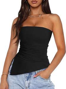 2025 primavera y verano nuevo chaleco sin mangas para mujer moda Spice Girls Sexy Tops Y2K estilo Slit Breasted camiseta - Product Image 2
