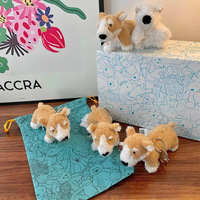 Porte-clés en peluche chien Corgi, mini pendentif chiot doux et moelleux pour sac à dos