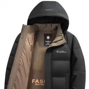 เสื้อแจ็คเก็ตขนสัตว์ผู้ชายสุดเท่สำหรับฤดูหนาว พร้อมฮู้ดถอดได้ อุ่นสบาย เหมาะสำหรับใส่ลำลองและธุรกิจ พร้อมบริการดรอปชิปปิ้ง ผลิตจากโพลีเอสเตอร์ - Product Image 1