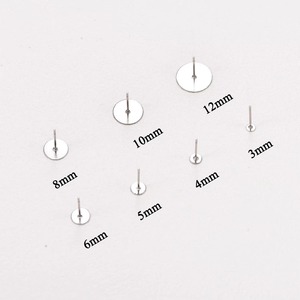 Lot de 50 clous d'oreilles en acier inoxydable de 3/4/5/6/8/10/12 mm, bases vierges, clous plats ronds, pour la fabrication de bijoux - Product Image 2