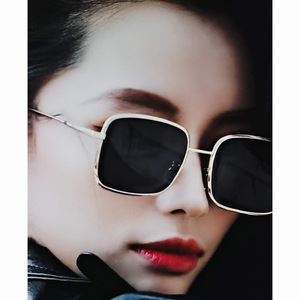 Sunglasses Women Square <b>Frame</b> Silver Color Resin Lens UV400 Protection Polarized For Round Faces Korean Style - Product Image 2