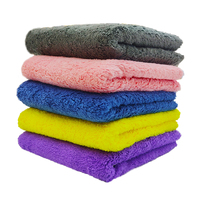 Serviette en microfibre tissée sans bords en polaire corail ultra-douce 550 GSM à poils longs, séchage rapide, pour voiture, carrée 40x40cm