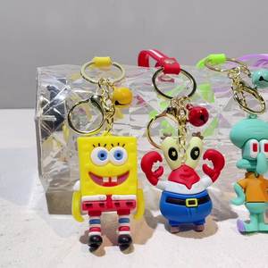 Spugna baby Patrick Star cartone animato <span class=keywords><strong>Kawaii</strong></span> 3D PVC <span class=keywords><strong>Anime</strong></span> portachiavi borsa auto regalo in gomma silicone in gomma figura portachiavi - Product Image 3