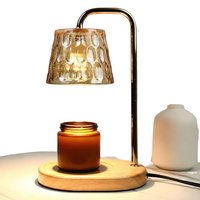 Elektrischer Sojawachs-Schmelzwärmer aus Massivholz und Glas mit Einstellbarer Helligkeit Moderne Schreibtischlampe Tisch-Aromabrenner für Innenräume Kerzen
