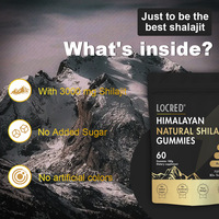 Gummies de Shilajit Naturel de l'Himalaya, 75% d'Acide Fulvique et 85+ Oligo-éléments avec Ashwagandha Gokshura Noir, 60 Gummies