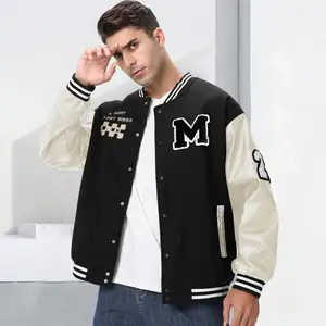 Custom High Quality Mens Jackets Corduroy Fabric Keep Warm Bomber Letterman Baseball Jacket For Men