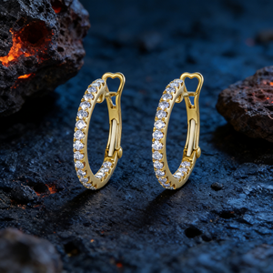 Pendientes de Aro con Diamantes Cultivados en Laboratorio de Corte Brillante de 0.78ct, Chapados en Oro de 14K, Certificados por IGI, de Lujo para Hombres y Mujeres, Regalo para Bodas y Fiestas, VS - Product Image 2