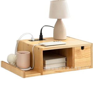 Mesita de noche flotante de madera, estante de almacenamiento montado en la pared con cajón para dormitorio - Product Image 5