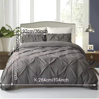 Parure de lit 3 pièces en tissu uni fait main, 7 couleurs, garnissage en polyester, housse de couette avec taies d'oreiller, disponible en tailles King et Queen