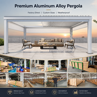 Pergola bioclimatique électrique en aluminium pour balcon extérieur 3x4m, pour gazebo, piscine, à double paroi, à lames orientables, multi-zones, installation facile
