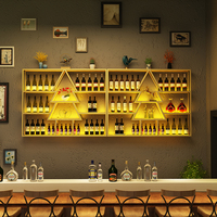 Étagères murales en fer, style industriel moderne, or/noir, design suspendu flottant pour bouteilles de vin, casier à vin pour la maison