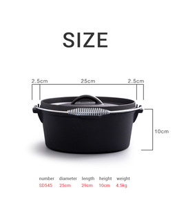 Casserole <span class=keywords><strong>en</strong></span> <span class=keywords><strong>fonte</strong></span> épaisse de 32 cm, 1,3 litre, pour la cuisine à domicile, le camping <span class=keywords><strong>en</strong></span> plein air, le barbecue, la cuisine, avec poignée - Product Image 5