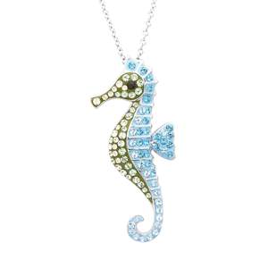 7-10 Days Shipping Time <strong>Marine</strong> Animal Clay Jewelry Sea Mermaid <strong>Necklace</strong> With <strong>Aqua</strong> Crystals Beach Pendant for Girls - Product Image 5