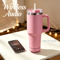 Gobelet intelligent Smart Music de 40 oz avec haut-parleur Bluetooth, en acier inoxydable, isolé sous vide, pour les voyages et les activités de plein air