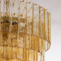 Lustre en verre de Murano couleur champagne grande suspension
