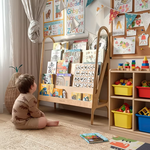 Estantería de Madera Maciza para Niños, Estantería Moderna Multiusos Móvil y Ecológica para Sala de Estar - Product Image 5