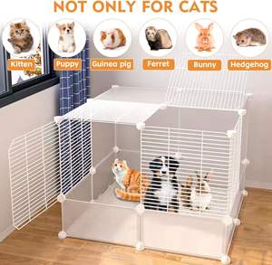 Yavru köpek küçük hayvanlar için kedi kafesi kapalı ayrılabilir kapı ile evcil hayvan kafesi <span class=keywords><strong>DIY</strong></span> yarı-kapalı kedi evi oyun parkı - Product Image 5