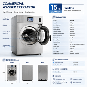 15kg Electric Coin Operated Commercial Washer Extractor Industrial Laundry <strong>Washing</strong> <strong>Machine</strong> Stainless Steel Hard Mount - Product Image 3