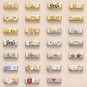 Pour la Galerie de Charms Italiens : Breloques DIY en Acier Inoxydable Plaqué Or PVD 18K pour Enfants, 20*9MM |   Imperméable Hypoallergénique - Product Image 2