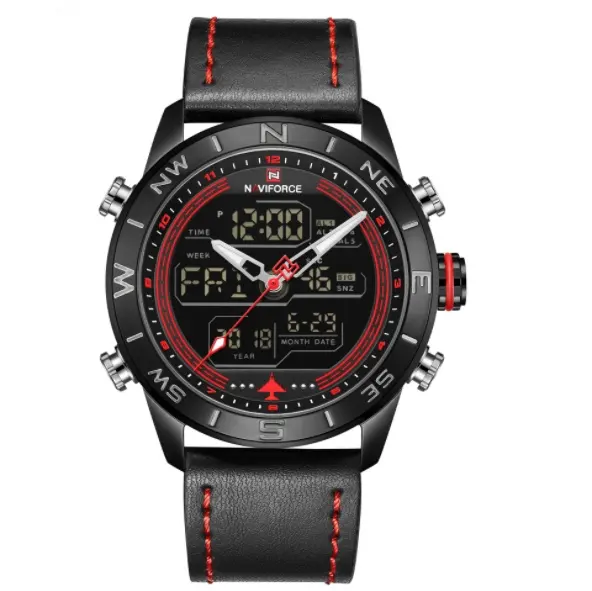 NAVIFORCE 9144-reloj deportivo de lujo para hombre, resistente al agua, multifunción, de cuarzo, electrónico, a la moda, nuevo