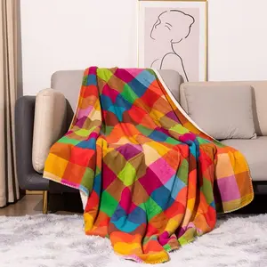 Wholesale Coral Fleece Blanket Thickened Double Lamb Wool Blanket Sherpa Cover Blanket For Winter