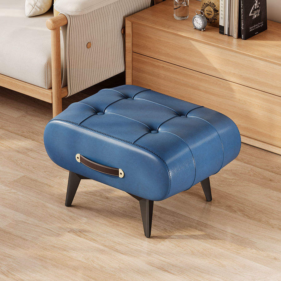 Blue soft-packaged shoe-changing stool